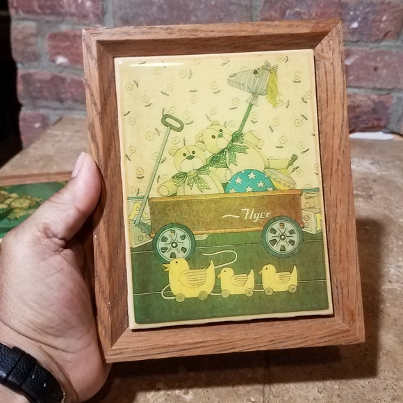 Set Vtg Kimberly Enterprises Tile Art Trivet Nursery Scenes - Picture 3 of 6